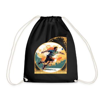 Energetic Jumping Smash Shot Pickleball Action - Drawstring Bag - black - Front