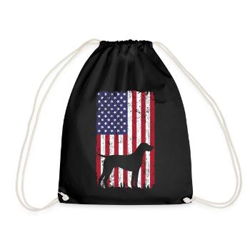 Deutsch Kurzhaar Hund mit USA Flagge - Turnbeutel - Schwarz - Vorne