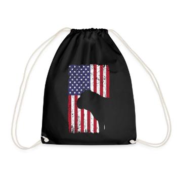 Chien bouledogue avec drapeau des États-Unis - Sac de sport léger - noir - Devant