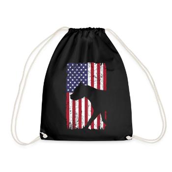 Chien American Staffordshire Terrier avec drapeau américain - Sac de sport léger - noir - Devant