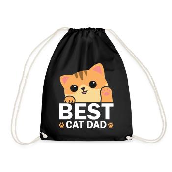 Best Cat Dad Cute Kitten Lover Paw Father's Day - Drawstring Bag - black - Front