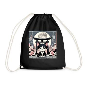 Lune rétro Floral Art japonais Torii - Sac de sport léger - noir - Devant