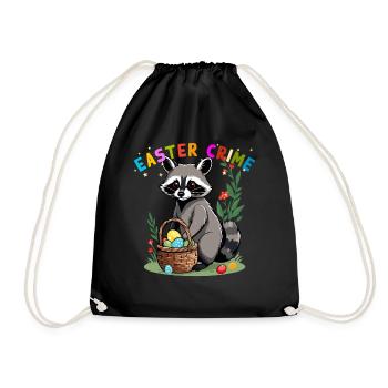 Funny Raccoon Costume Cute Easter Eggs - Drawstring Bag - black - Front