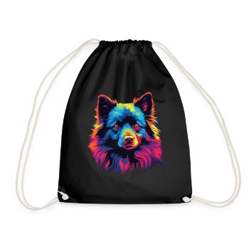 Wasserfarben Farbenfroher Schipperke - Turnbeutel - Schwarz - Vorne