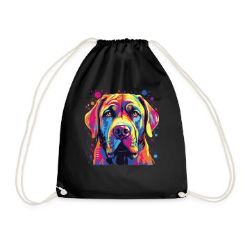 Wasserfarben Farbenfroher Boerboel - Turnbeutel - Schwarz - Vorne