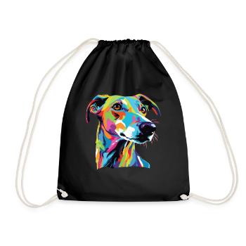 Aquarelle lévrier coloré - Sac de sport léger - noir - Devant