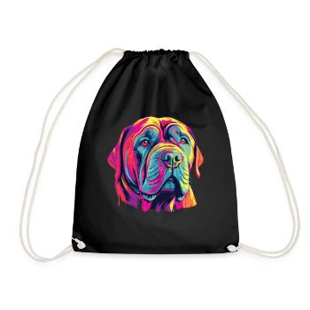 Watercolor Colorful Mastino Napoletano - Drawstring Bag - black - Front