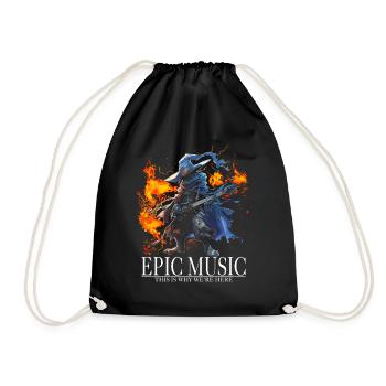Epic Music Black Mage avec guitare électrique et feu - Sac de sport léger - noir - Devant