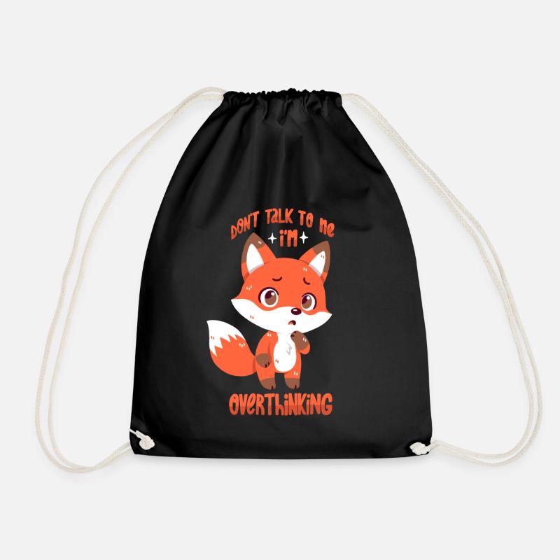Grübelnder Fuchs - Turnbeutel - Schwarz
