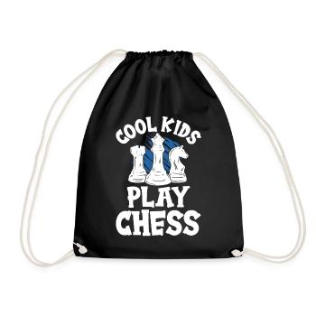 Cool Kids Play Funny Chess Board Game for Kids - Drawstring Bag - black - Front