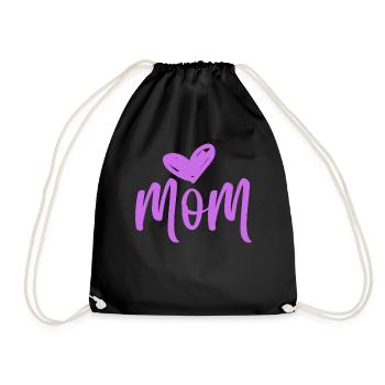 MOM LOVE - I love my Mommy - Mutter Mama Mammi - Turnbeutel - Schwarz - Vorne