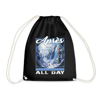 Apres All Day Snowfall Cascade Skiing Waterfalls - Drawstring Bag - black - Front