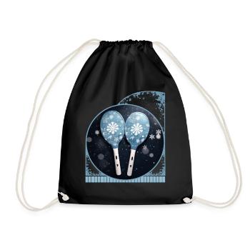 Winter Snowflakes And Pickleball Paddles Holiday - Drawstring Bag - black - Front