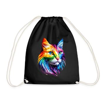 Lgbt Silhouette Poly Art Crystal Kitten Lover - Turnbeutel - Schwarz - Vorne