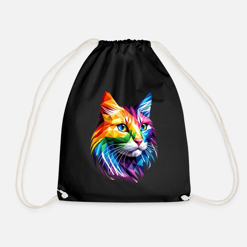 Lgbt Silhouette Poly Art Crystal Kitten Lover - Turnbeutel - Schwarz