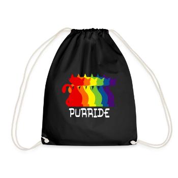 Purride Regenbogen Kätzchen Bunte Lgbt Silhouette - Turnbeutel - Schwarz - Vorne