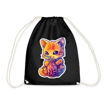 Bubble Tea Getränk Lover Kitten Drink Comic - Drawstring Bag - black - Front