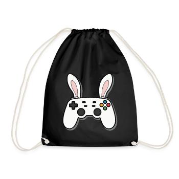 Easter Bunny Gamer Iconic Easter Gaming - Drawstring Bag - black - Front