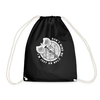 I'm Just An NPC LARPing Weapons Armor Character - Drawstring Bag - black - Front