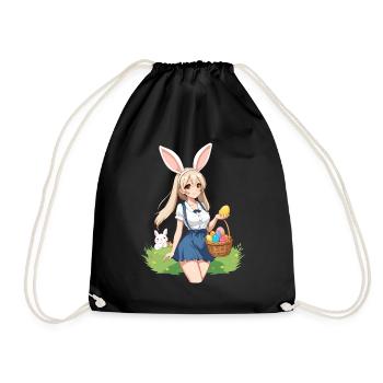 Anime Ostern Kawaii Osterhase Manga Mädchen Otaku - Turnbeutel - Schwarz - Vorne