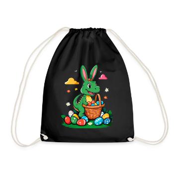 Iconic Easter Dinosaur T-Rex Bunny Funny Easter - Drawstring Bag - black - Front