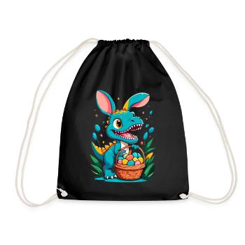 Iconic Easter Dinosaur Dinosaur Easter Bunny - Drawstring Bag - black - Front