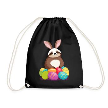 Lustiges Faultier Osterhase Ikonisches Ostern - Turnbeutel - Schwarz - Vorne