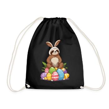 Drôle de paresseux lapin de Pâques emblématique Pâques - Sac de sport léger - noir - Devant