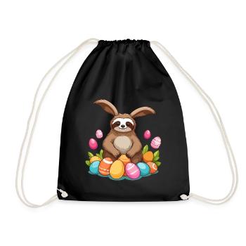 Lustiges Faultier Osterhase Ikonisches Ostern - Turnbeutel - Schwarz - Vorne