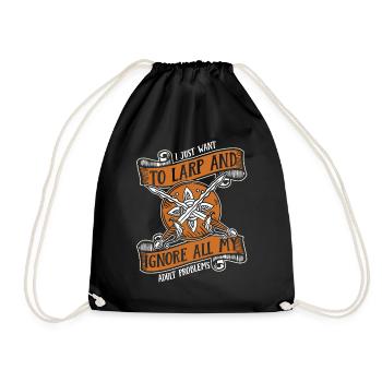 I Just Want To LARP LARPing Weapons Armor - Drawstring Bag - black - Front