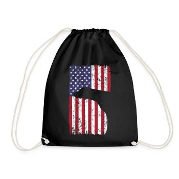 Weimaraner dog with USA flag - Drawstring Bag - black - Front