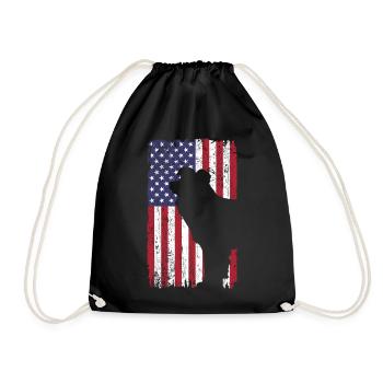 Deutsch Kurzhaar Hund mit USA Flagge - Turnbeutel - Schwarz - Vorne