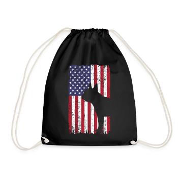 Chien Boston Terrier avec drapeau des États-Unis - Sac de sport léger - noir - Devant