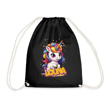 LOUNA - Beau prénom de fille avec une jolie licorne - Sac de sport léger - noir - Devant