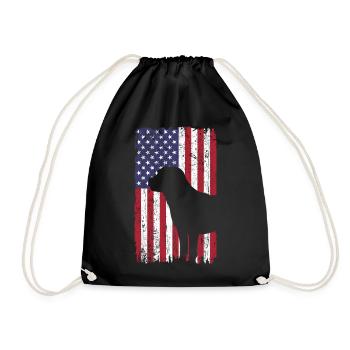 Chien Labrador Retriever avec drapeau des États-Unis - Sac de sport léger - noir - Devant