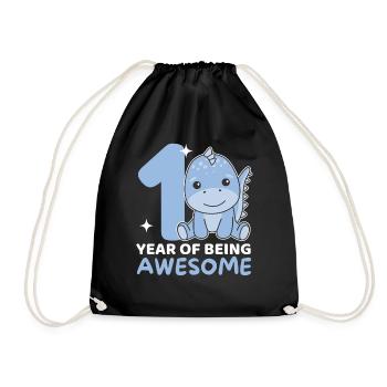 Dino for 1st birthday for children one year old - Drawstring Bag - black - Front