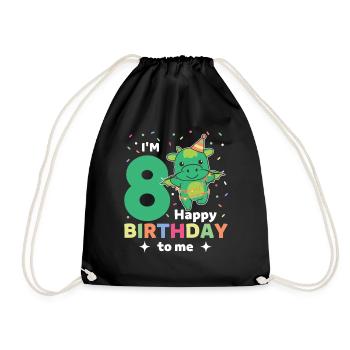 Drache zum 8. Geburtstag Kinder acht Jahre alt - Turnbeutel - Schwarz - Vorne