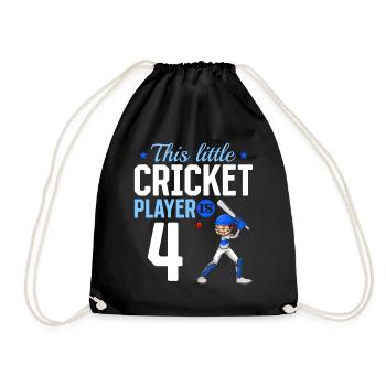 4th Birthday Cricket Player Baby Cricket Player - Turnbeutel - Schwarz - Vorne