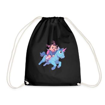 Unicorn Kawaii Japanese - Drawstring Bag - black - Front