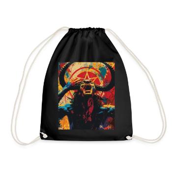 The Devil mit Pentagramm, Totenkopf, Teufel - Turnbeutel - Schwarz - Vorne