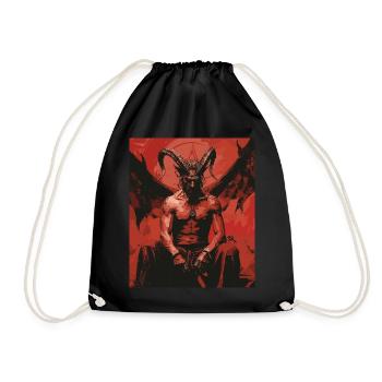 The Devil - Skull, Totenkopf, Teufel - Turnbeutel - Schwarz - Vorne