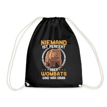Wombat is perfect Australia marsupial - Drawstring Bag - black - Front