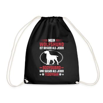 German wirehaired dog protects me better - Drawstring Bag - black - Front