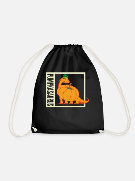 Halloween Shirt, Pumpkasaurus Tee, Gift For - Drawstring Bag - black