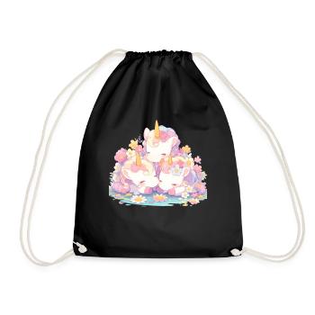 Unicorn Kawaii Japanese - Drawstring Bag - black - Front