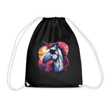 Pirat Einhorn Kawaii Japanisch - Turnbeutel - Schwarz - Vorne