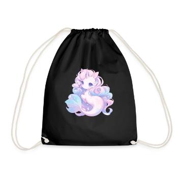 Licorne Sirène Kawaii Japonais - Sac de sport léger - noir - Devant