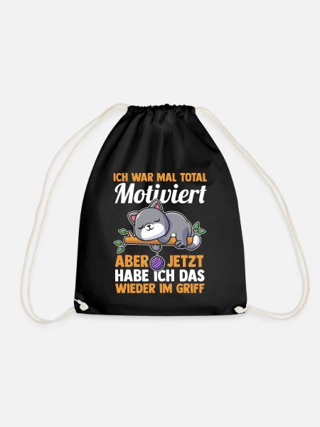 Ich War Mal Total Motiviert Katzen - Turnbeutel - Schwarz