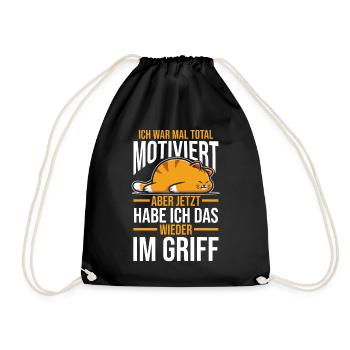 Cat I used to be totally motivated - Drawstring Bag - black - Front