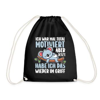 I used to be totally motivated Koala - Drawstring Bag - black - Front